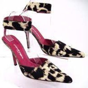 EMANUEL UNGARO Animal Print D'Orsay Pumps With Ankle Straps size 9 1/2